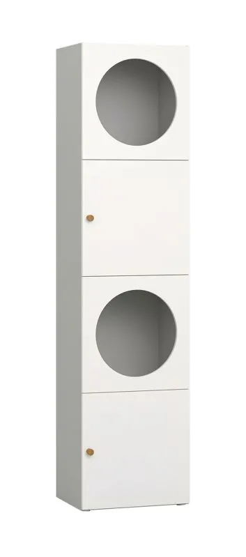 Libreria Aenna 72 | Design elegante grigio/bianco | 4 ante e scomparti | 202,5 x 50,5 x 35 cm | Piedini regolabili