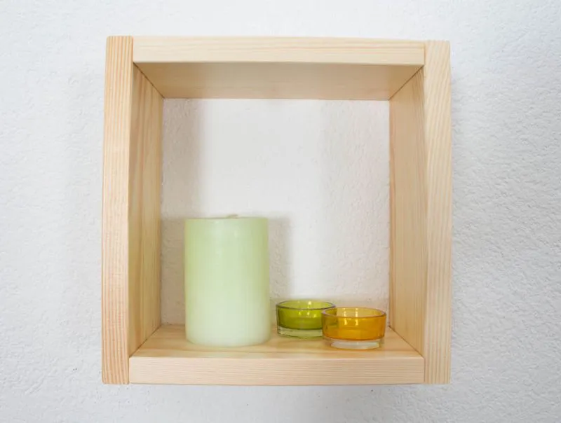 Mensola da parete in pino massello naturale Junco 283B | 25x25x12 cm | Design moderno e robustezza