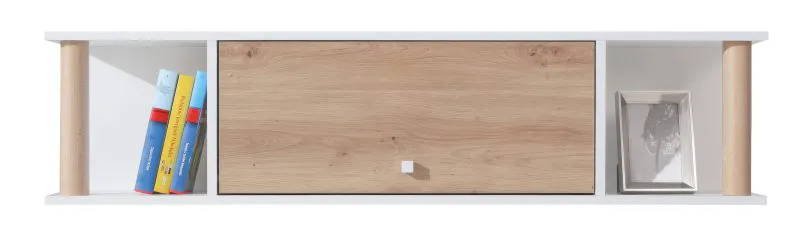 Mensola a muro Burdinne 12 | Bianco e rovere | 30 x 125 x 25 cm | Design moderno e resistente
