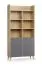 Libreria Mirinay 06 | Grafite e Rovere | 2 ante, 10 scomparti, Soft-Close | 94,5 x 38 x 204 cm