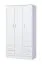 Armadio | Armadio con ante a battente | 3 ante | 120 x 50 x 225 cm | Colore: bianco | 3 ante | 4 cassetti | 11 scomparti | 1 asta appendiabiti | Nalut 01