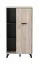 Cassettiera alta moderna | 1 anta, 6 scomparti | Grigio rovere e nero | 130,5 x 68 x 33 cm