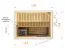 Sauna prefabbricata "Kawir" 68 mm, con 1 finestra e tetto con bordino - misure esterne (l x p x h): 194 x 144 x 199 cm