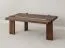 Tavolino "Loir" 06, rovere massello oliato, color tabacco, piano in travertino, 102 x 60 x 41,5 cm