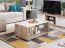 Tavolino moderno Sopot 01 | Grigio rovere e bianco lucido | 4 ruote | Ripiano in vetro | 45 x 101 x 60 cm