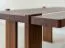 Tavolino "Loir" 06, rovere massello oliato, color tabacco, piano in travertino, 102 x 60 x 41,5 cm