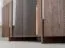 Mobile TV "Loir" 03, rovere massello, oliato, color tabacco, piano in travertino, 4 ante, 6 ripiani, illuminazione a LED, 180 x 46 x 56 cm