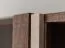 Vetrinetta "Loir" 04, rovere massello, oliato, color tabacco, piano in travertino, illuminazione a LED, pannello posteriore HDF, 120 x 41 x 140 cm