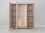 Vetrinetta "Loir" 04, rovere massello, oliato, finitura sbiancata, piano in travertino, illuminazione a LED, pannello posteriore: HDF, 120 x 41 x 140 cm