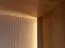 Vetrinetta "Loir" 04, rovere massello, oliato, finitura sbiancata, piano in travertino, 3 ante, 12 ripiani, illuminazione a LED, 120 x 41 x 140 cm