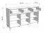 Cassettiera "Lapovo" 09, color cashmere, gambe nere, 3 ante a battente, 3 cassetti, 6 scomparti, bordi in ABS, 157 x 40 x 90 cm