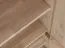 Vetrinetta "Loir" 04, rovere massello, oliato, finitura sbiancata, piano in travertino, 3 ante, 12 ripiani, illuminazione a LED, 120 x 41 x 140 cm