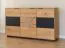 Cassettiera Rania 20 rovere/nero | 84 x 154 x 39 cm | legno massiccio | vetro centrale | chiusura ammortizzata