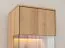 Armadio a muro Rania 01 | Rovere naturale massiccio | 1 anta | 4 ripiani | LED integrato | 142 x 43 x 33 cm