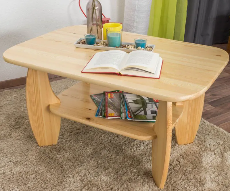 Tavolino in pino massello naturale 005 | 60 x 110 x 75 cm | Design moderno e robusto