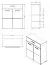 Set ingresso Kove 3 pezzi | Rovere grigio e bianco lucido | Cassettiera, scarpiera con cuscino, armadio con ganci