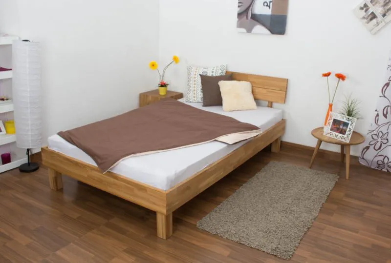 Letto una piazza e mezza "Wooden Nature" 01, rovere massello, oliato - 120 x 200 cm (l x l)