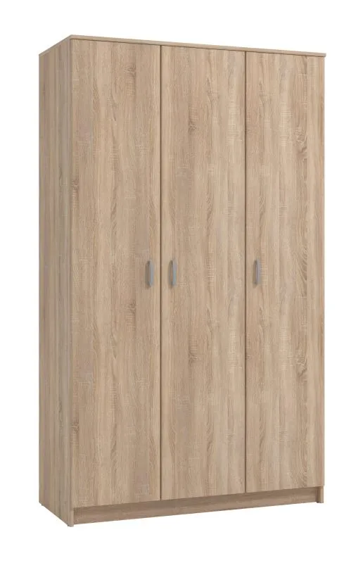 Armadio con ante battenti "Kovin" 07 | Rovere Sonoma | 3 ante, 1 barra appendiabiti, 5 scomparti | 205 x 120 x 52 cm