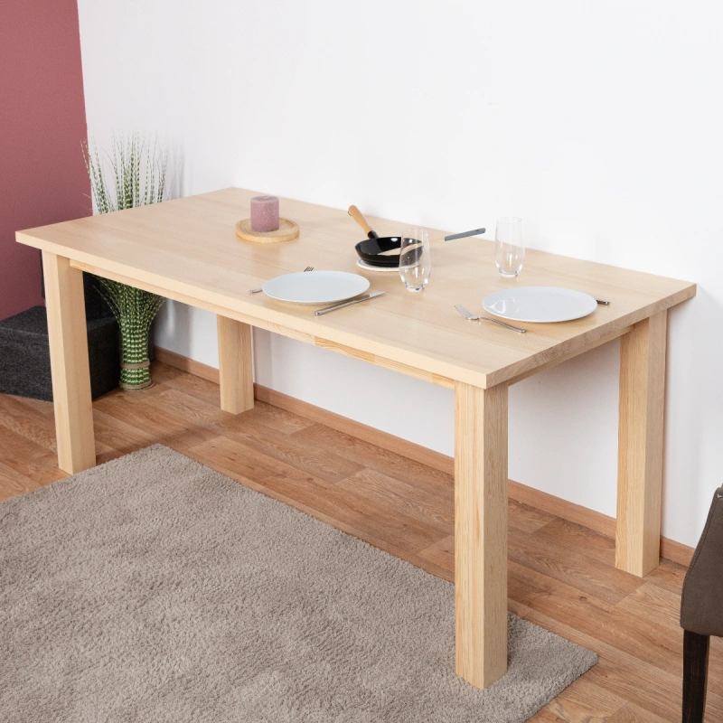 Tavolo da pranzo rettangolare Junco 241A | Pino massiccio naturale | 80 x 180 cm | Design moderno e robusto