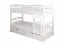 Letto a castello "Easy Premium Line" K19/n in faggio massello bianco, incl. 2 cassetti e 2 pannelli laterali - 90 x 200 cm, testiera e pediera forate, divisibile