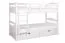 Letto a castello "Easy Premium Line" K17/n in faggio massello laccato bianco, incl. 2 cassetti e 2 pannelli laterali - 90 x 200 cm, divisibile