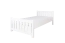 Letto singolo bianco in legno massiccio di faggio 107, rete a doghe inclusa, superficie di riposo 100 x 200 cm, letto moderno per ospiti, stabile e durevole, design robusto