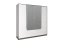 Armadio guardaroba Sousse 01 | 4 ante battenti, 2 specchi | Grigio/Bianco | 202 x 200 x 57 cm