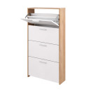 Scarpiera "Belvun" 4, color rovere Artisan / bianco opaco, 4 ripiani a ribalta, 69 x 25 x 151 cm 