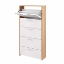 Scarpiera "Belvun" 5, color rovere Artisan/bianco opaco, 5 scomparti a ribalta, 69 x 25 x 187 cm