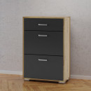 Scarpiera "Stepino", color rovere Artisan / antracite opaco, 2 scomparti, 1 cassetto, 60 x 30 x 88,5 cm