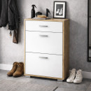 Scarpiera "Stepino", color rovere Artisan / bianco opaco, 2 scomparti a ribalta, 1 cassetto, 60 x 30 x 88,5 cm