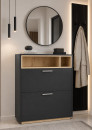 Scarpiera "Zonza", color antracite opaco / rovere Artisan, 2 scomparti a ribalta, 85 x 32 x 109